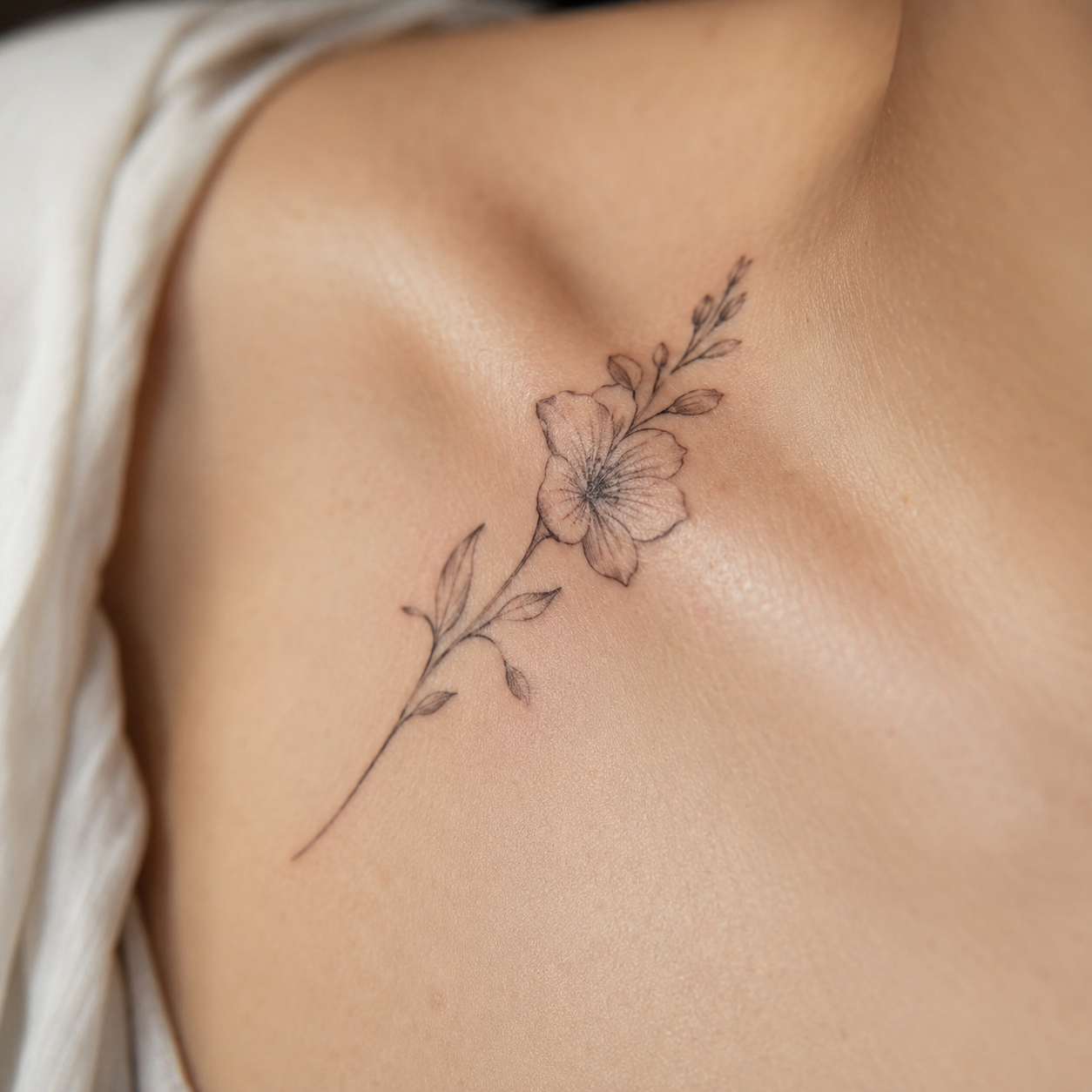 Fineline flower tattoo with delicate linework