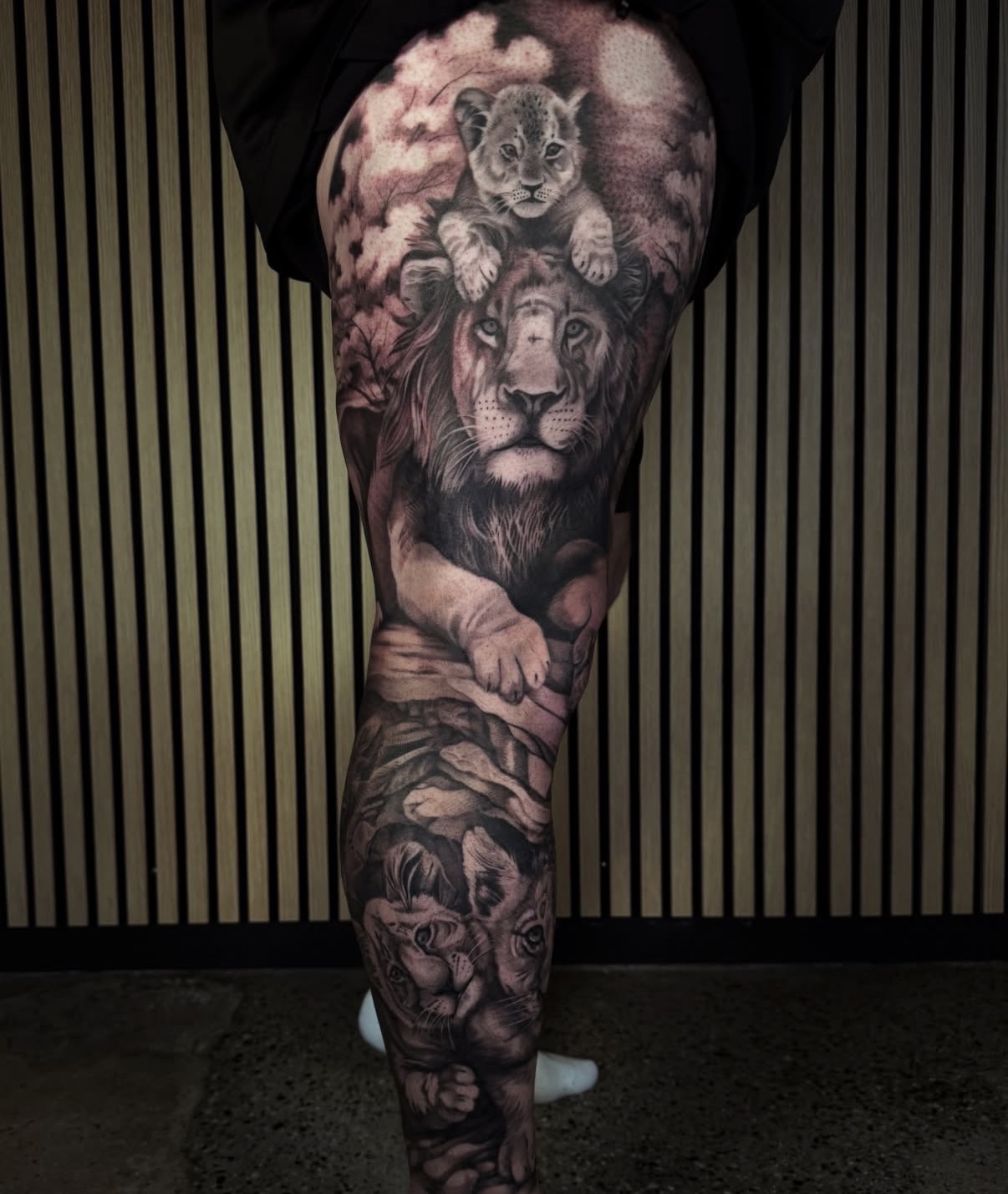 Realism Lion & cubs Leg Sleeve